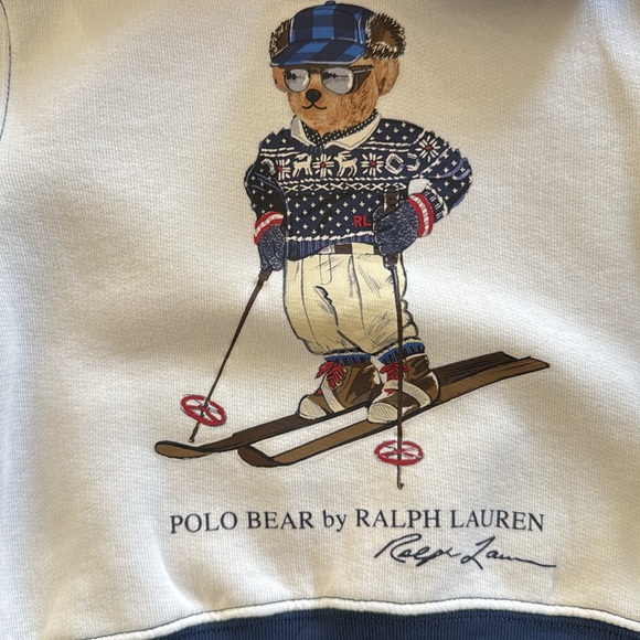 Polo Navy and Cream Big Bear Hooded Sweater Size 2T - Picture 2 of 4